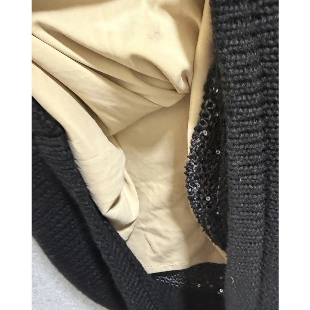 VENUS XL Sweater Dress Black Gold Ivory Sequin Open Knit Long Sleeve Midi - Picture 7 of 7